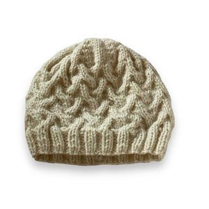 Handmade Beanie Hat Chunky Knit Aran Fisherman Toque Neutral